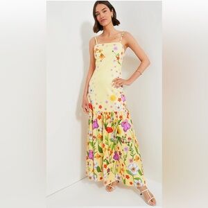 Borgo De Nor Terrazo Flower Yellow Cordiela Maxi Dress
